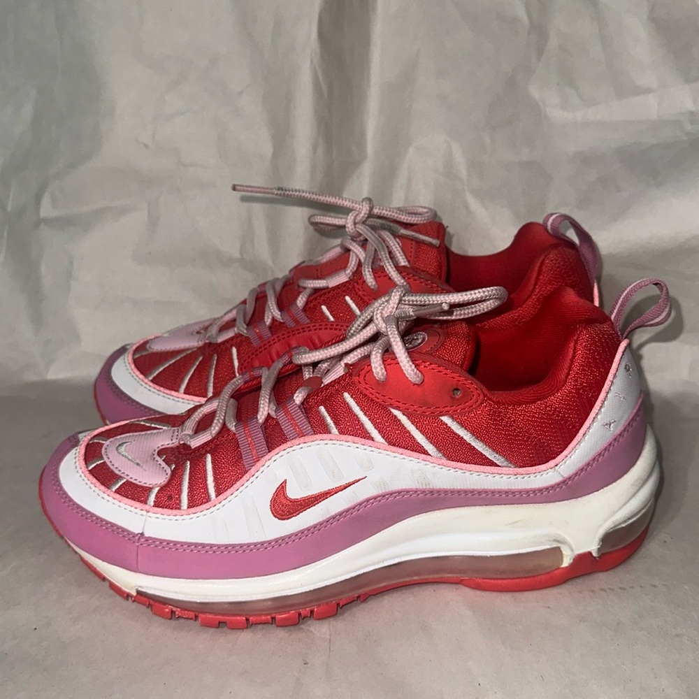 WOMENS NIKE AIR MAX 98: Valentine’s Day, Track Red. Women’s size 7.5.